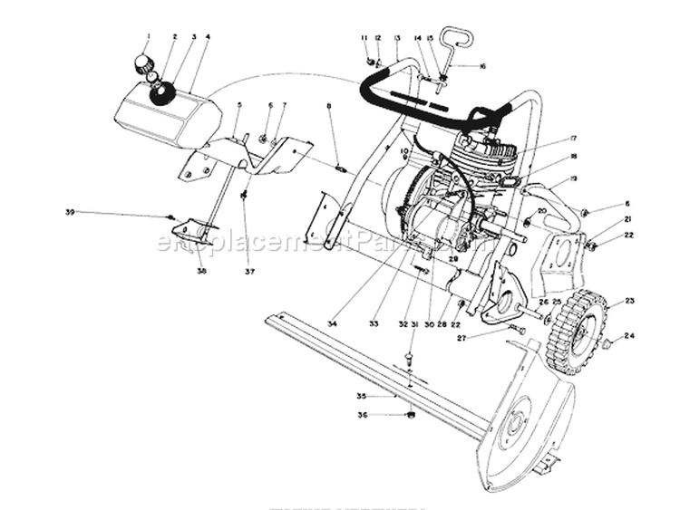 Engine Diagram and Parts List for 38235 1000001-1999999 - 1981 Toro Snow Blower