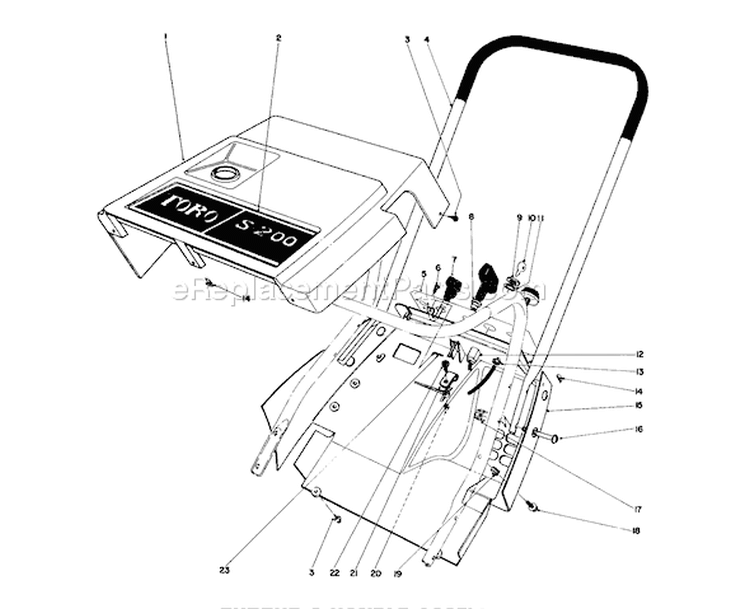 Shroud & Handle Diagram and Parts List for 38235 1000001-1999999 - 1981 Toro Snow Blower