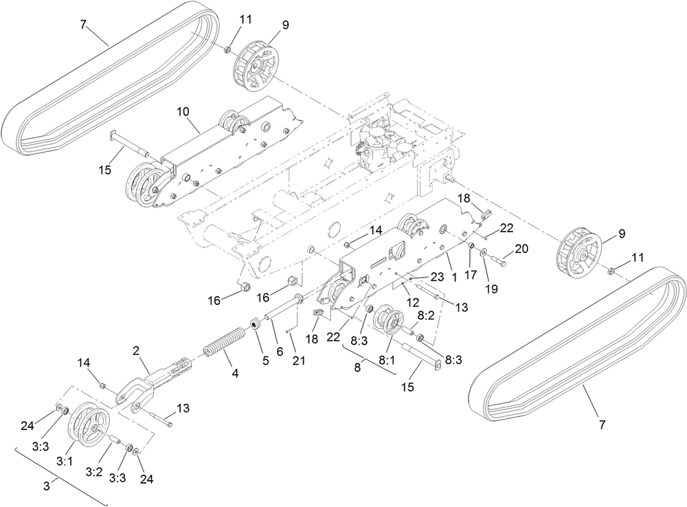 Track Assembly Diagram and Parts List for 68138G 400000000 - 402099999 Toro Lawn Tractor Accessories