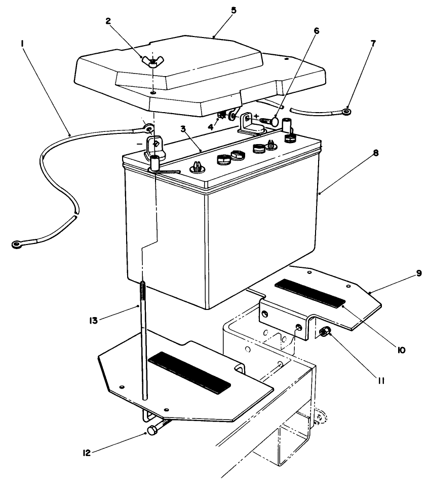 Battery Assembly Diagram and Parts List for 30117 0000001 - 0999999 Toro Lawn Tractor Accessories