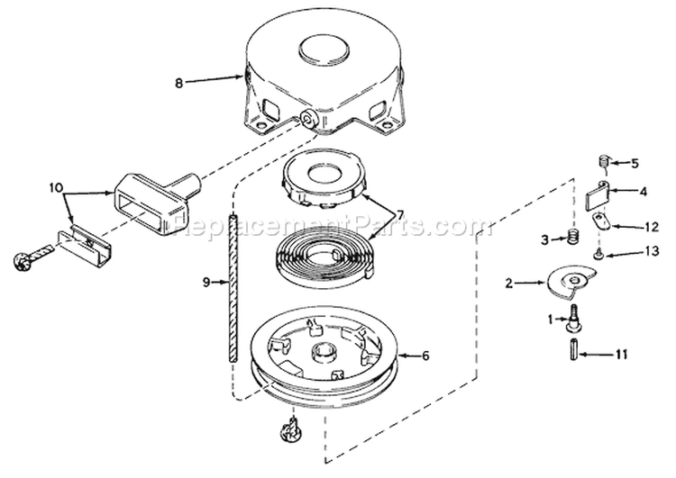 Rewind Starter Diagram and Parts List for 38240 9000001-9999999 - 1979 Toro Snow Blower