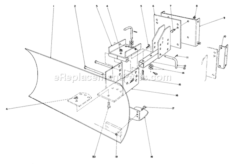 Grader Blade Diagram and Parts List for 38250 1000001-1999999 - 1981 Toro Snow Blower