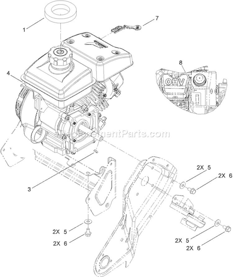 Engine Diagram and Parts List for 38272 310002467-310007385 - 2010 Toro Snow Blower