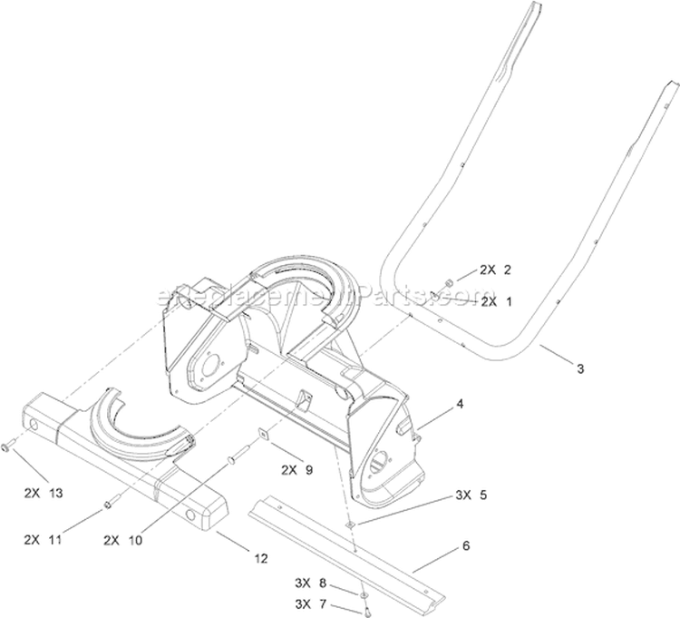 Auger Housing Assembly Diagram and Parts List for 38282 310006957-310021428 - 2010 Toro Snow Blower
