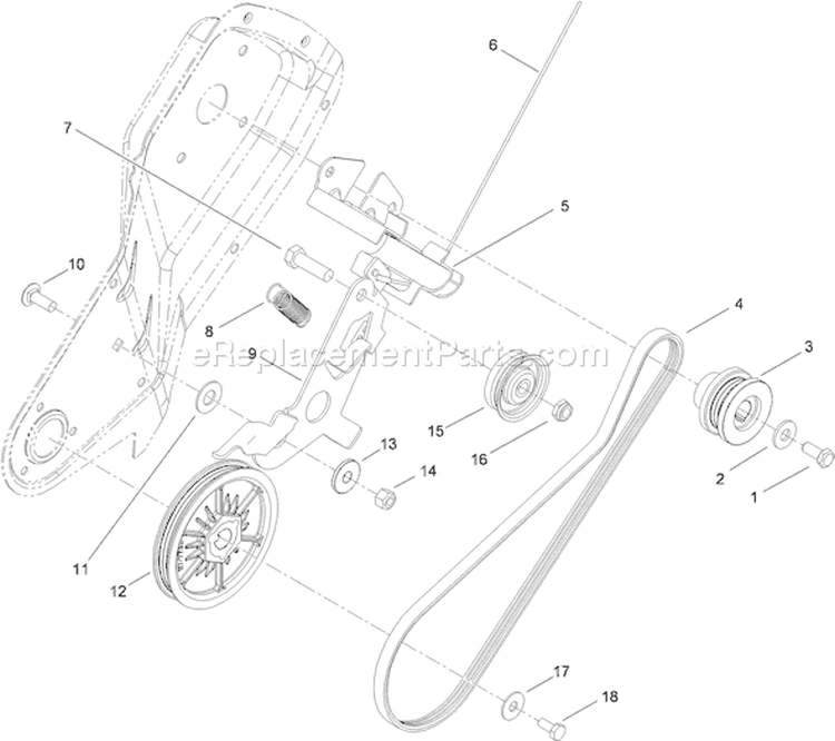 Belt Drive Assembly Diagram and Parts List for 38282 310006957-310021428 - 2010 Toro Snow Blower