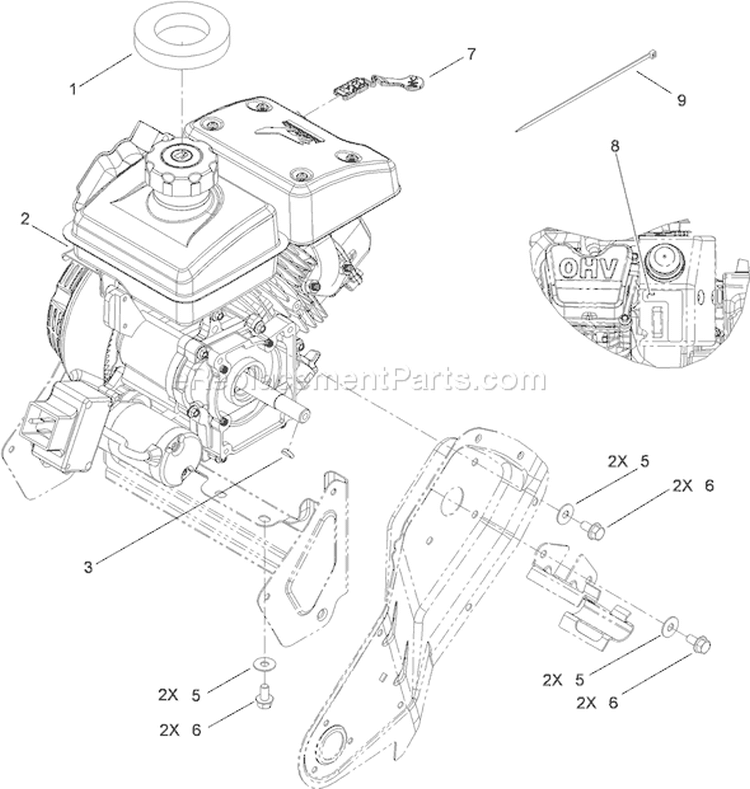 Engine Diagram and Parts List for 38282 310006957-310021428 - 2010 Toro Snow Blower