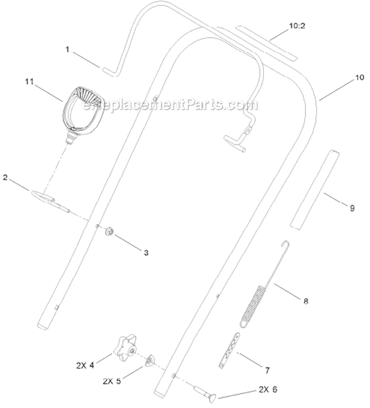 Handle Diagram and Parts List for 38282 313000001-313999999 - 2013 Toro Snow Blower