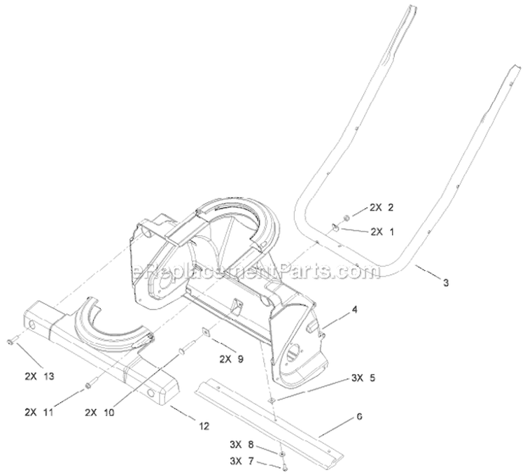Auger Housing Diagram and Parts List for 38282 313000001-313999999 - 2013 Toro Snow Blower