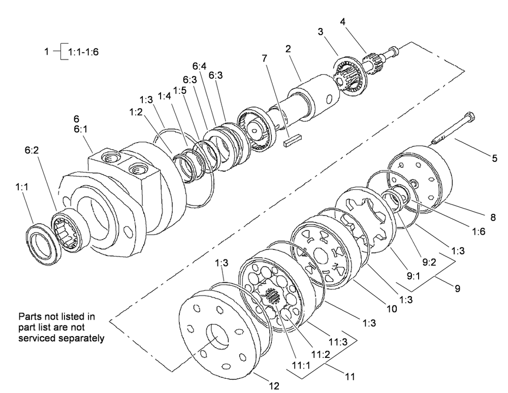 Hydraulic Motor Assembly No. 105-4573 Diagram and Parts List for 23102 317000001 - 317999999 Toro Cultivator