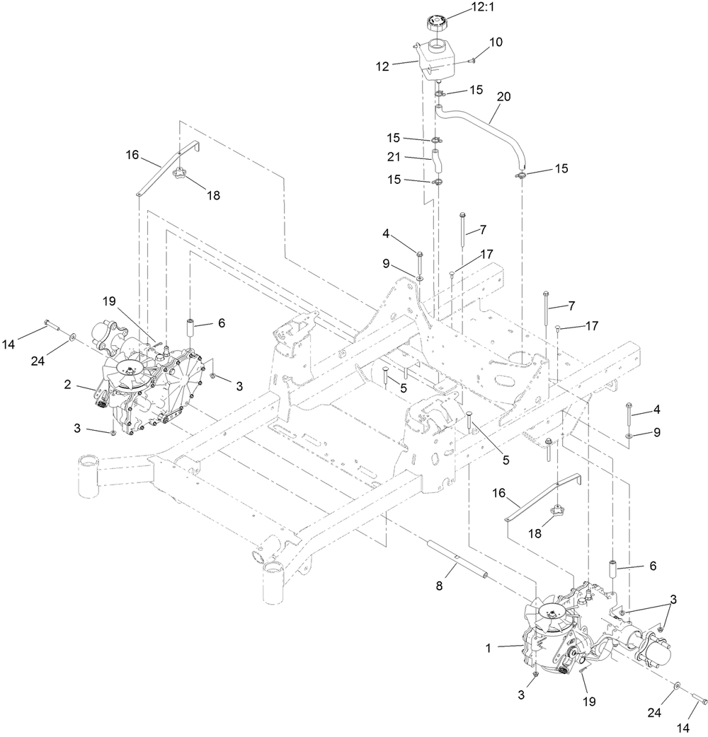 Transaxle Assembly Diagram and Parts List for 74493 407146062-999999999 Toro Lawn Tractor