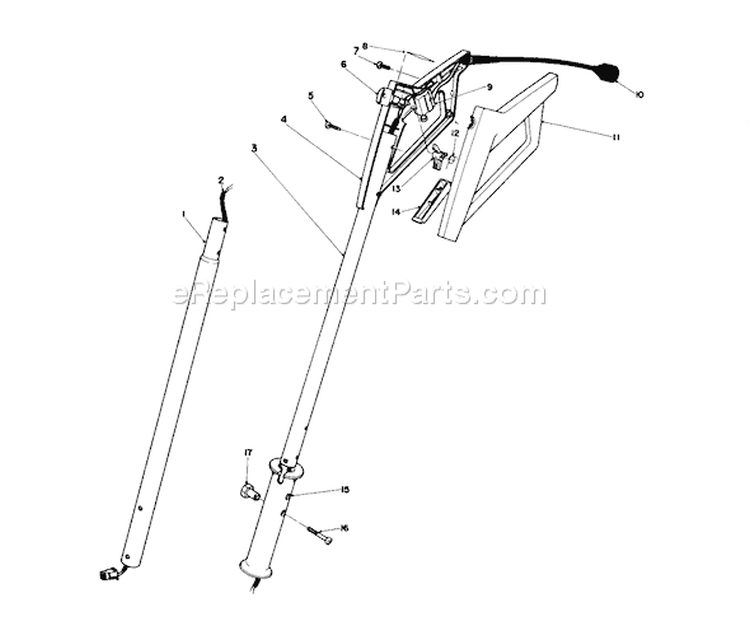 Handle Assembly Diagram and Parts List for 38305 1090101-1999999 - 1981 Toro Snow Blower