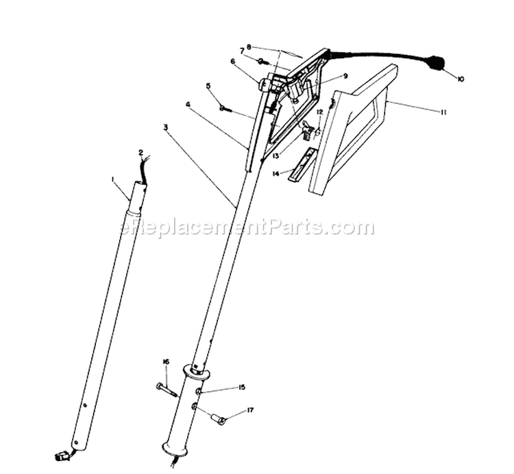 Handle Assembly Diagram and Parts List for 38305 4000001-4999999 - 1984 Toro Snow Blower