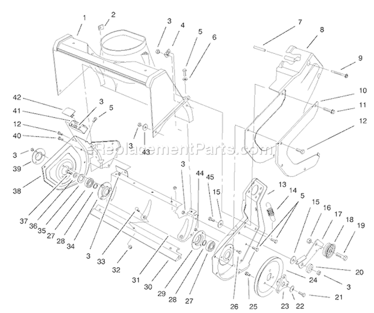 Page F Diagram and Parts List for 38405 200000001-200999999 - 2000 Toro Snow Blower