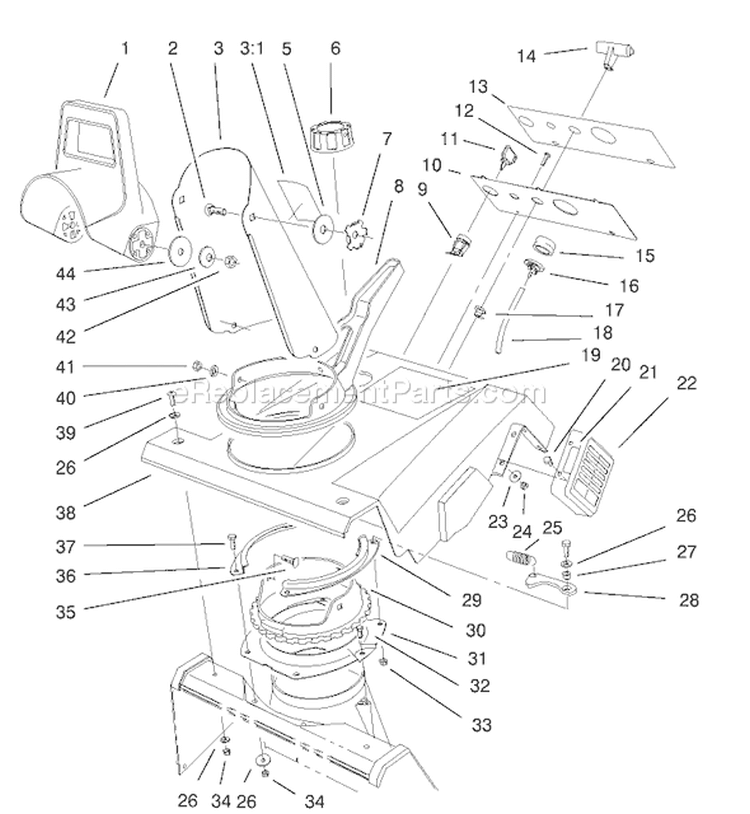 Page B Diagram and Parts List for 38405 210000001-210999999 - 2001 Toro Snow Blower