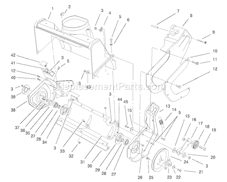 Page F Diagram and Parts List for 38405 210000001-210999999 - 2001 Toro Snow Blower