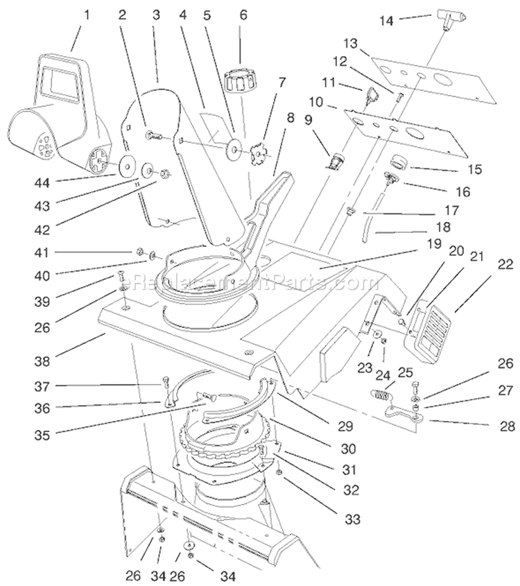 Page B Diagram and Parts List for 38400 99000001-99999999 - 1999 Toro Snow Blower