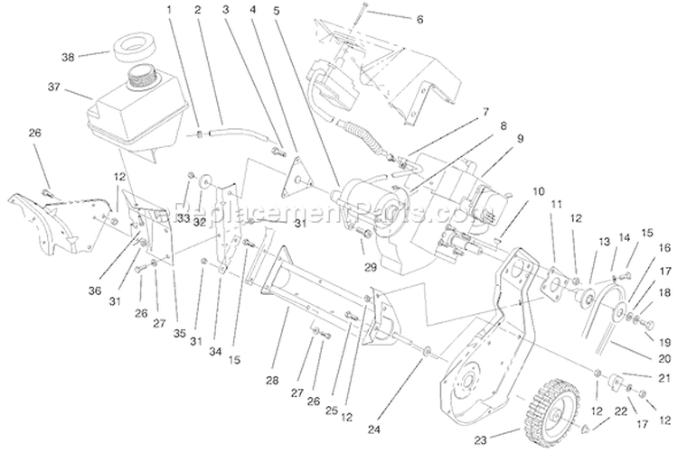 Page C Diagram and Parts List for 38400 99000001-99999999 - 1999 Toro Snow Blower