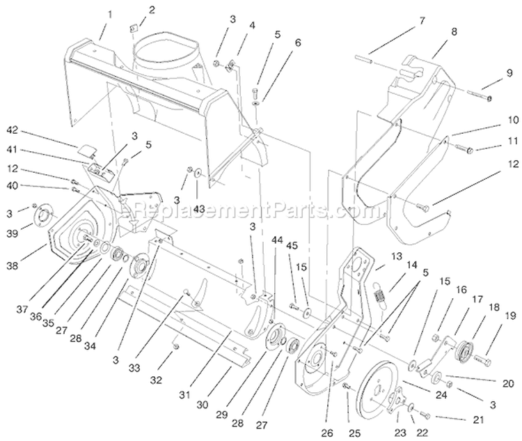 Page F Diagram and Parts List for 38400 99000001-99999999 - 1999 Toro Snow Blower