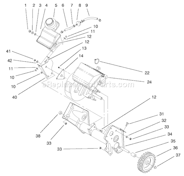 Page C Diagram and Parts List for 38410 7900001-7999999 - 1997 Toro Snow Blower