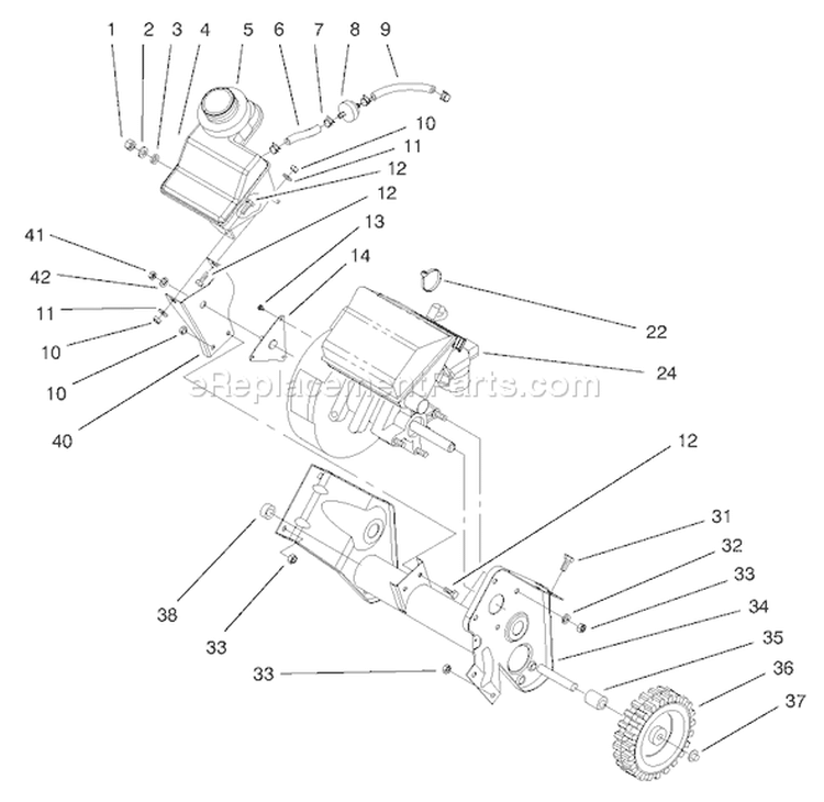 Page C Diagram and Parts List for 38421 7900001-7999999 - 1997 Toro Snow Blower