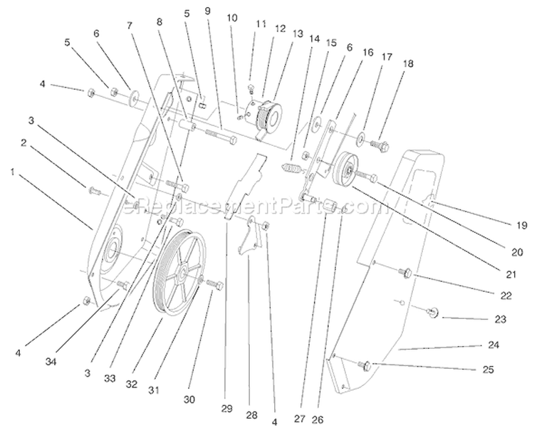 Page F Diagram and Parts List for 38421 7900001-7999999 - 1997 Toro Snow Blower