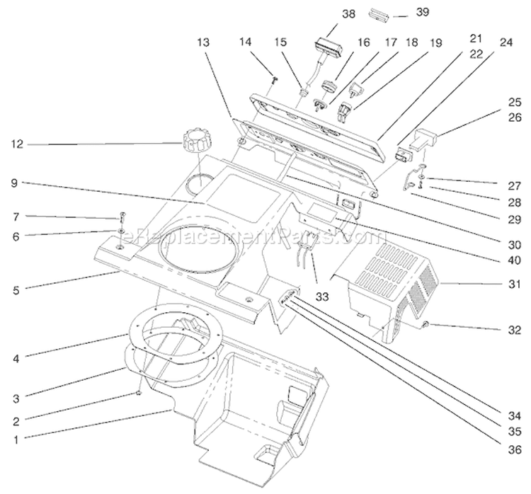 Shroud Assembly Diagram and Parts List for 38427 8900001-8999999 - 1998 Toro Snow Blower