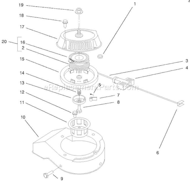 Page F Diagram and Parts List for 38430 9900001-9999999 - 1999 Toro Snow Blower
