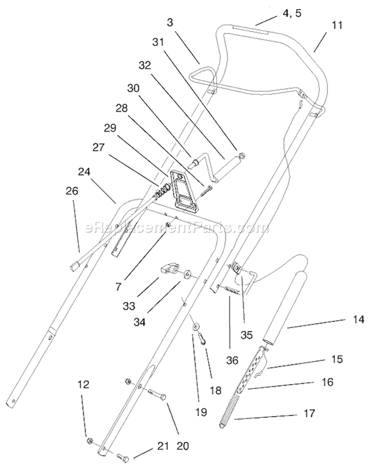 Handle Assembly Diagram and Parts List for 38430 9900001-9999999 - 1999 Toro Snow Blower