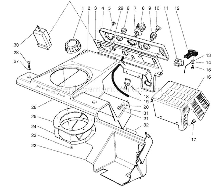 Control Panel & Shrouding Assembly Diagram and Parts List for 38435 7900001-7999999 - 1997 Toro Snow Blower
