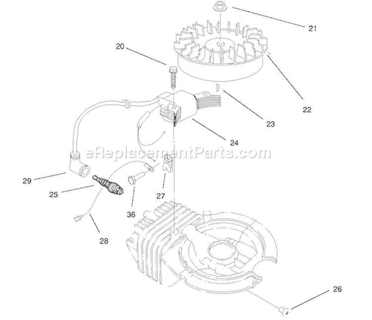 Engine Diagram and Parts List for 38435 7900001-7999999 - 1997 Toro Snow Blower