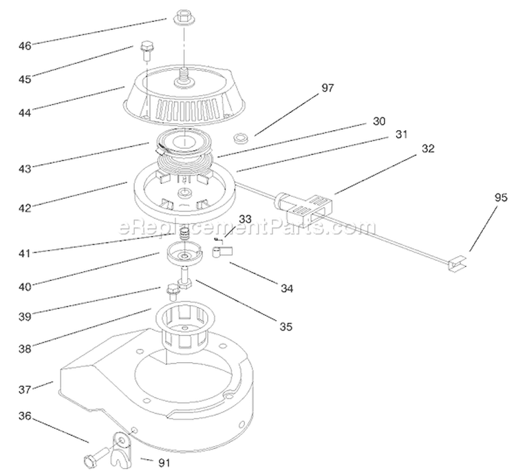 Page F Diagram and Parts List for 38435 7900001-7999999 - 1997 Toro Snow Blower