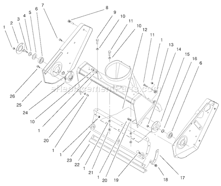 Housing Assembly Diagram and Parts List for 38436 8900001-8999999 - 1998 Toro Snow Blower