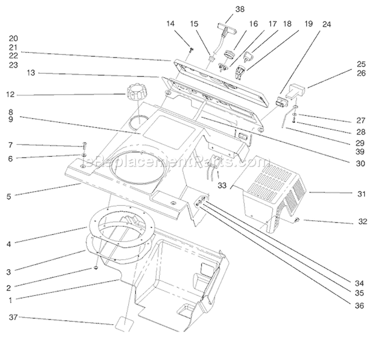 Shroud Assembly Diagram and Parts List for 38436 8900001-8999999 - 1998 Toro Snow Blower
