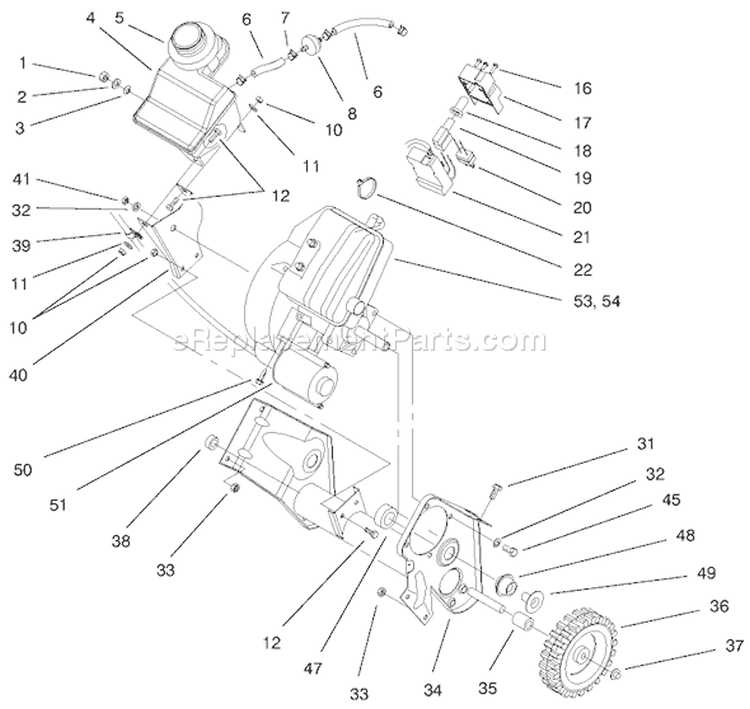 Engine & Frame Assembly Diagram and Parts List for 38436 8900001-8999999 - 1998 Toro Snow Blower