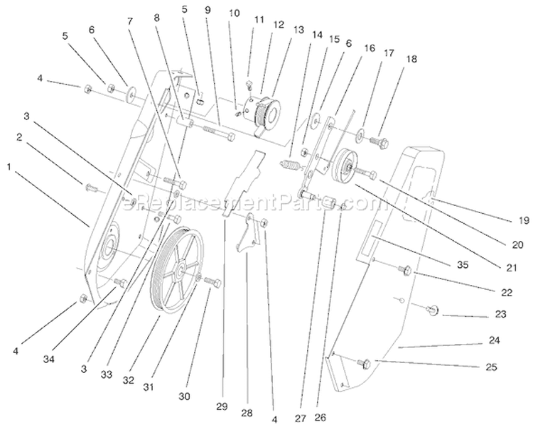 Side Plate and Idler Assembly Diagram and Parts List for 38432 9900001-9999999 - 1999 Toro Snow Blower