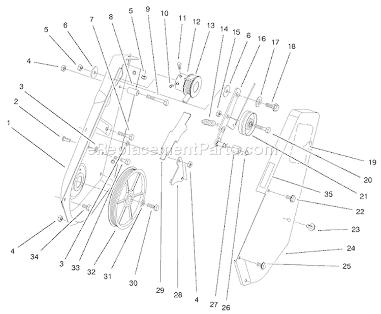 Impeller Drive Assembly Diagram and Parts List for 38441 200000001-200999999 - 2000 Toro Snow Blower