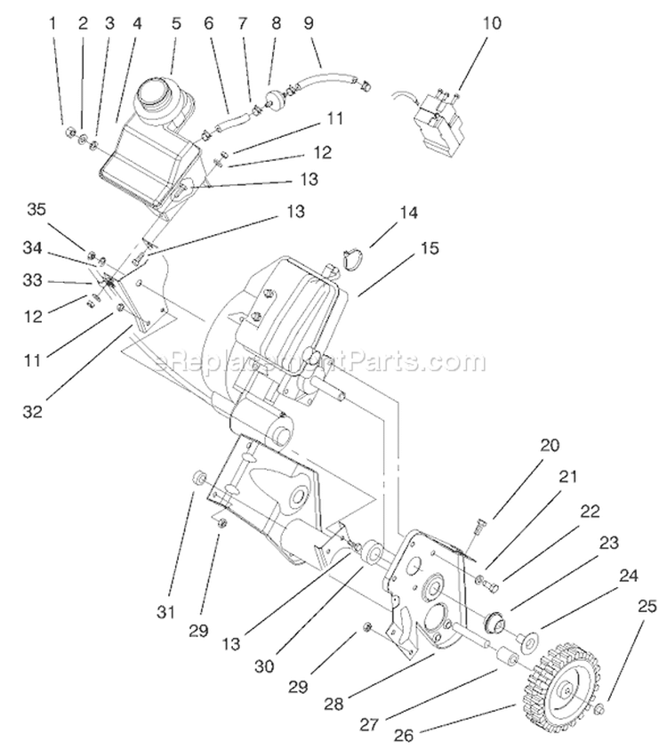 Engine and Frame Assembly Diagram and Parts List for 38441 200000001-200999999 - 2000 Toro Snow Blower