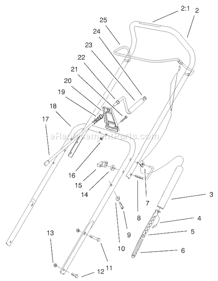 Handle Assembly Diagram and Parts List for 38441 200000001-200999999 - 2000 Toro Snow Blower