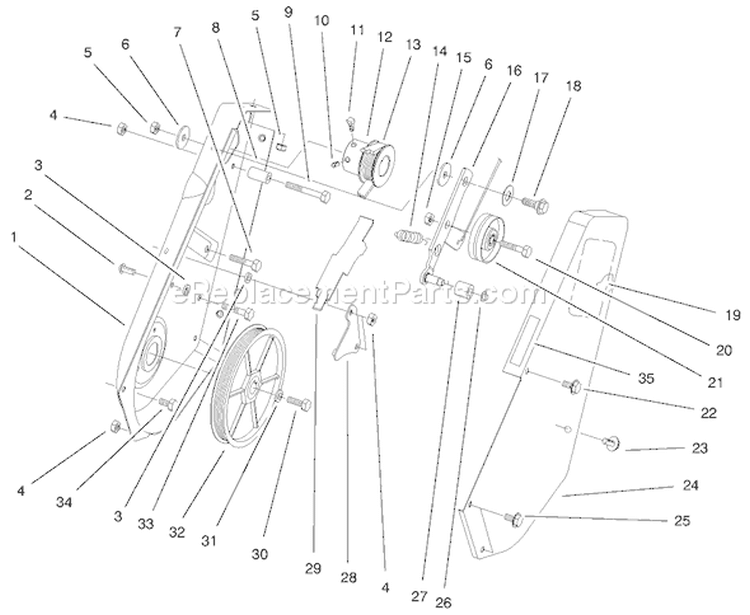 Impeller Drive Assembly Diagram and Parts List for 38440 200000001-200014063 - 2000 Toro Snow Blower