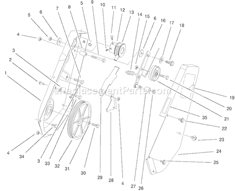 Impeller Drive Assembly Diagram and Parts List for 38439 200003007-200999999 - 2000 Toro Snow Blower
