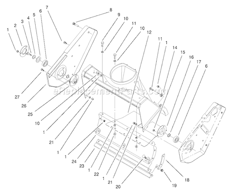Housing and Side Plate Diagram and Parts List for 38442 210000001-210999999 - 2001 Toro Snow Blower