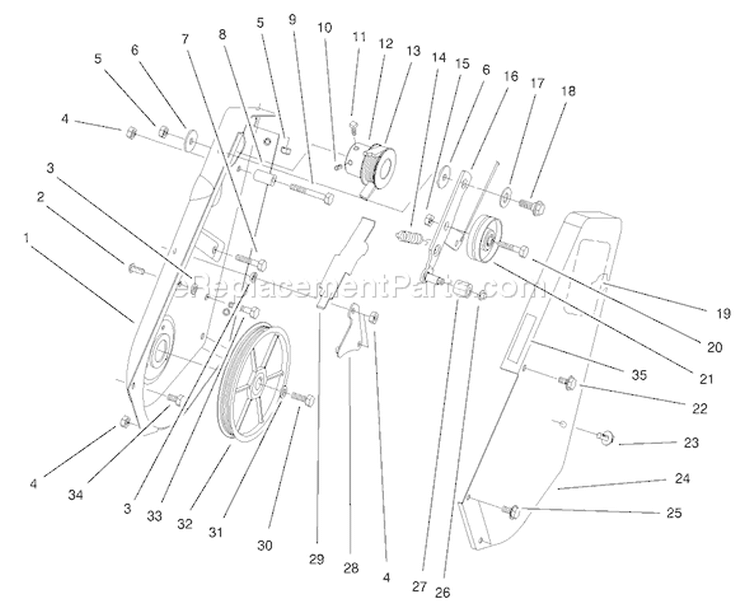 Impeller Drive Assembly Diagram and Parts List for 38442 210000001-210999999 - 2001 Toro Snow Blower