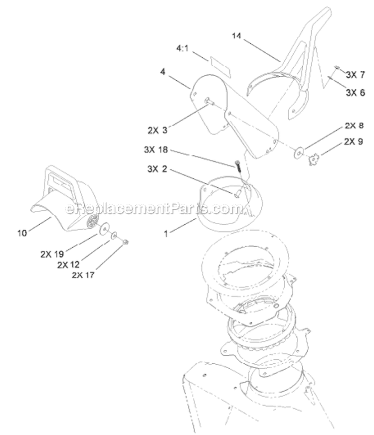 Discharge Chute Control Diagram and Parts List for 38451 313002000-313999999 - 2013 Toro Snow Blower