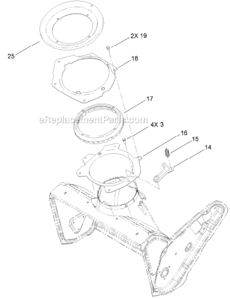 Chute Control Diagram and Parts List for 38451 313002000-313999999 - 2013 Toro Snow Blower