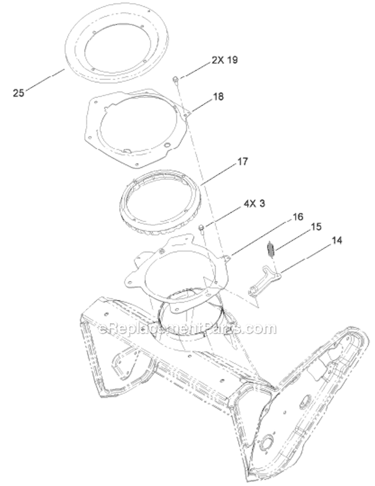Chute Control Diagram and Parts List for 38452 313000001-313999999 - 2013 Toro Snow Blower