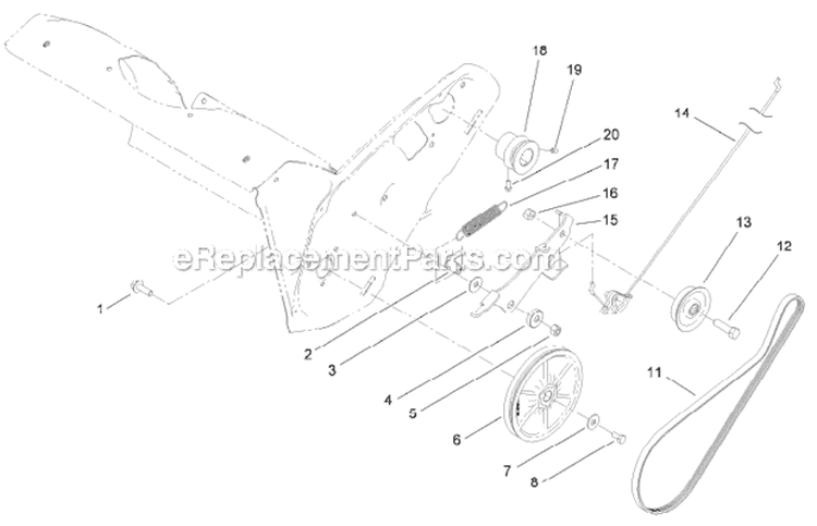 Rotor Drive Diagram and Parts List for 38453 312000001-312999999 - 2012 Toro Snow Blower