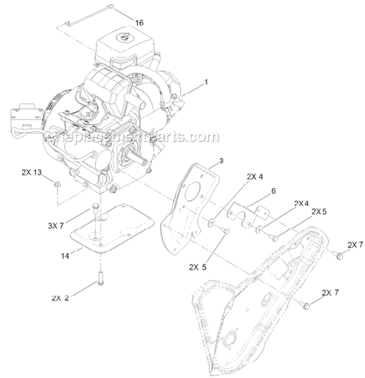 Engine Diagram and Parts List for 38454 313002000-313999999 - 2013 Toro Snow Blower