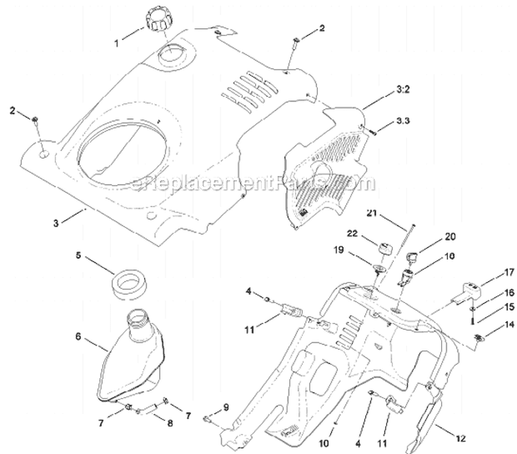 Shroud Diagram and Parts List for 38454 313002000-313999999 - 2013 Toro Snow Blower