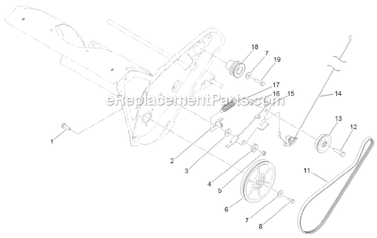 Rotor Drive Diagram and Parts List for 38458 313000001-313999999 - 2013 Toro Snow Blower