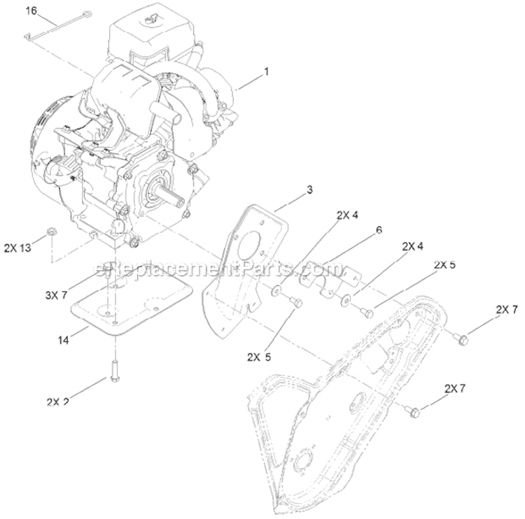 Engine Diagram and Parts List for 38458 313000001-313999999 - 2013 Toro Snow Blower